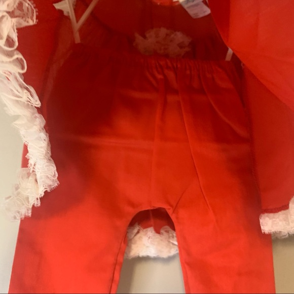 Vintage Bryan Red & White Lace Ruffle Dress & Pants Set - Picture 6 of 9